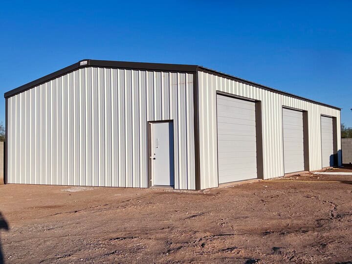Large steel garage workshop building with multiple 3 Car Steel Garage